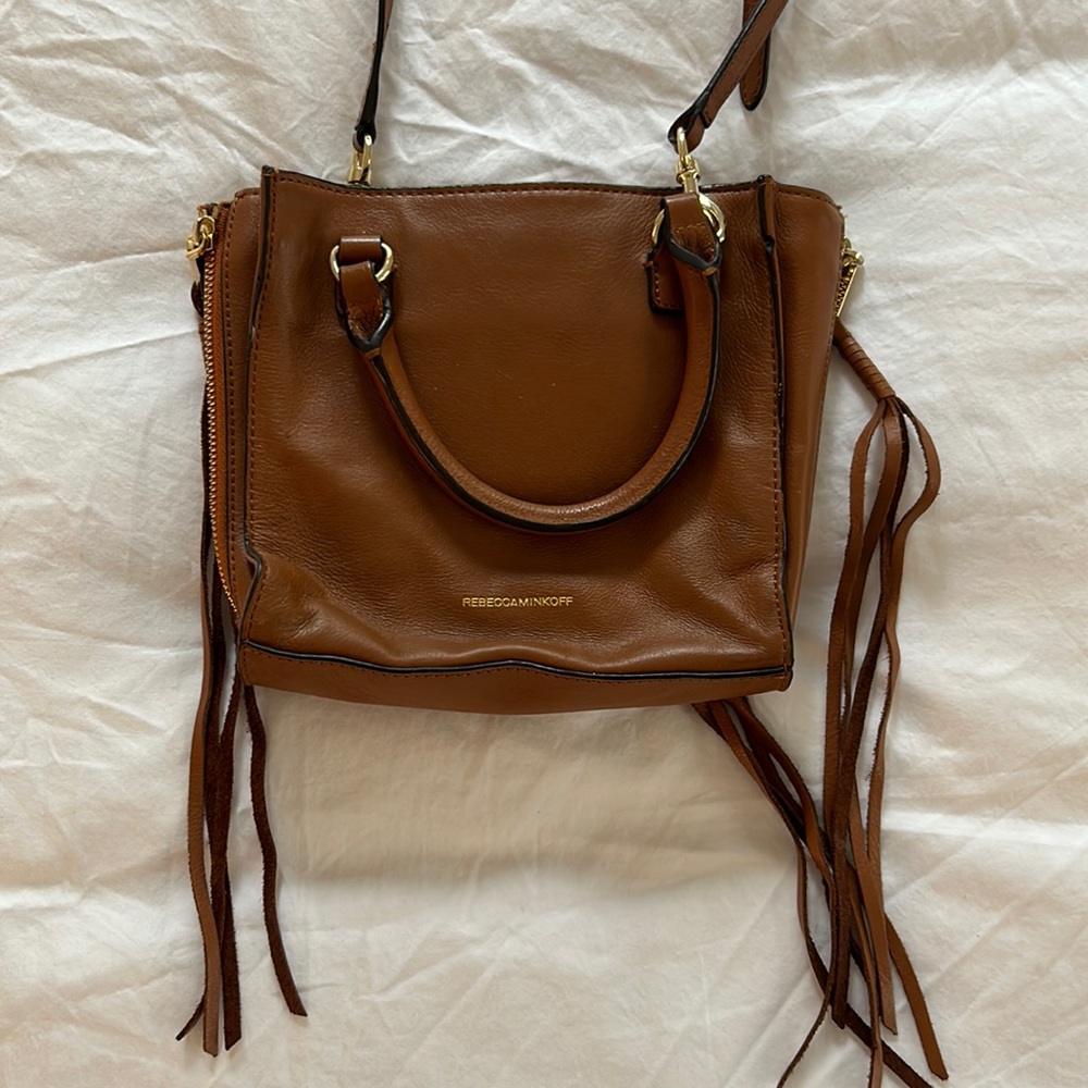 Tan Rebecca Minkoff bucket bag/purse with removable strap